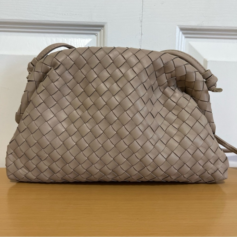 Quince Woven Leather Crossbody Bag in Taupe - Picture 3 of 16